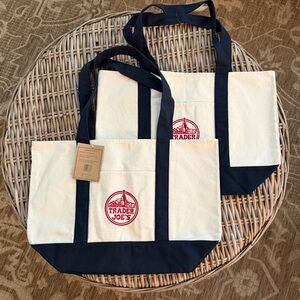 NWT Set of (2) Trader Joe's Canvas Tote Bags - large shopping tote